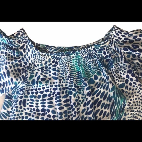 Bright Lilly Pulitzer Off the Shoulder Blouse Med - Picture 2 of 7